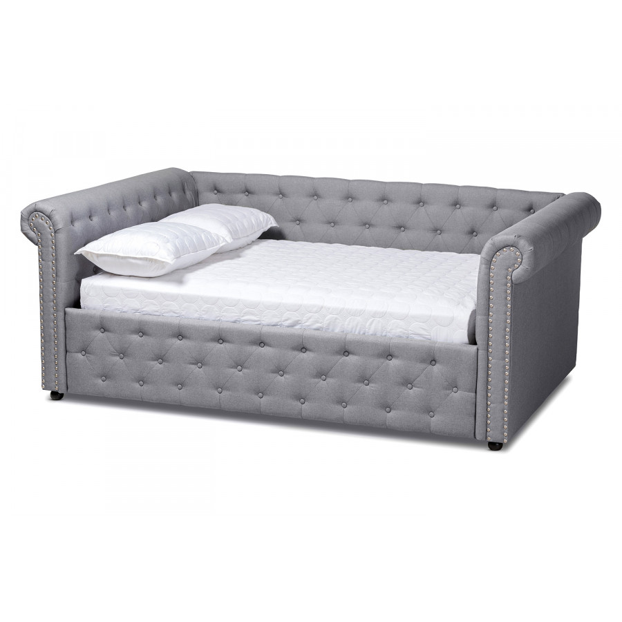 Baxton Mabelle Modern Queen Size Daybed - Gray Fabric