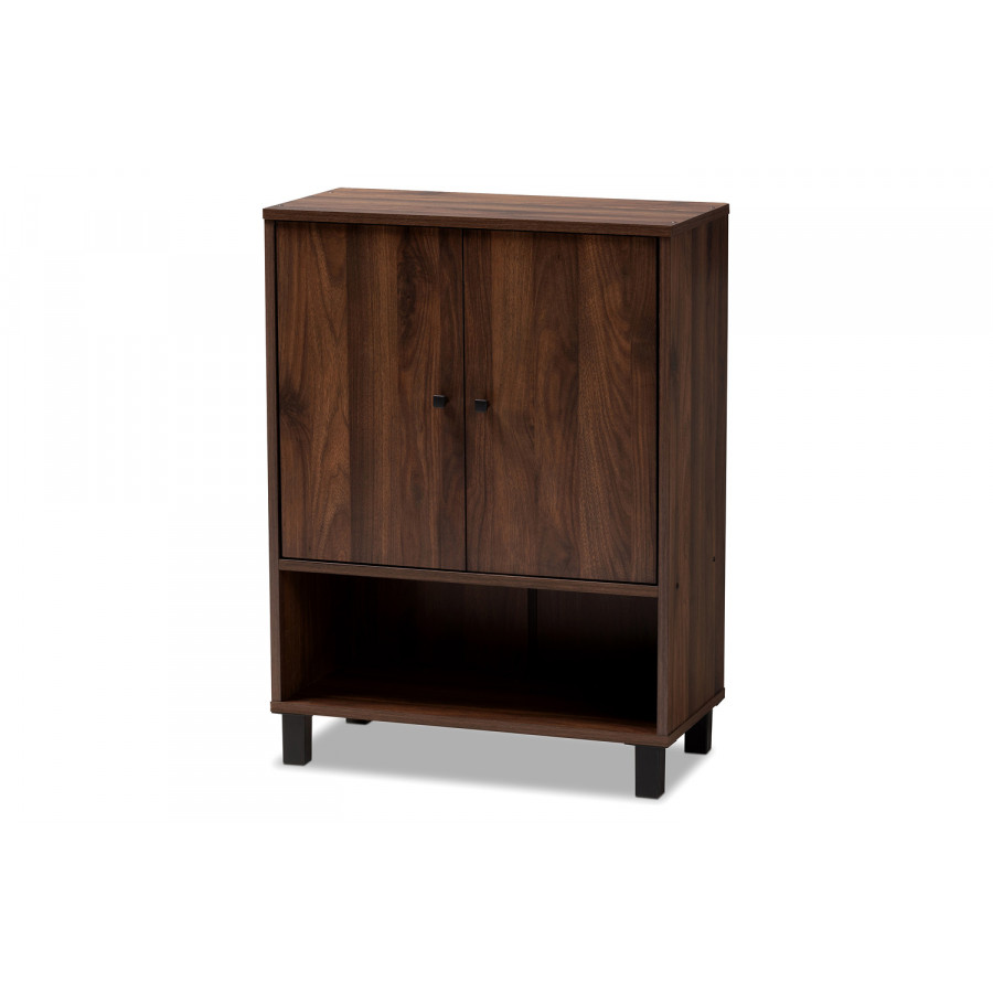 Baxton Rossin Modern 2-Door Entryway Shoe Storage Cabinet - Walnut Brown