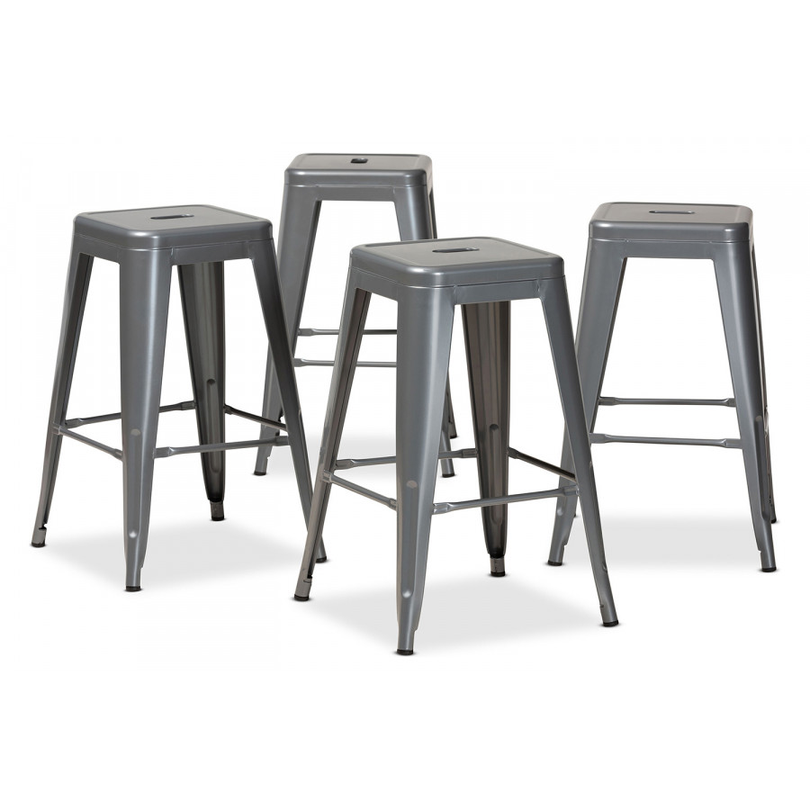 Baxton Horton Modern 4-Piece Stackable Counter Stool Set - Gray