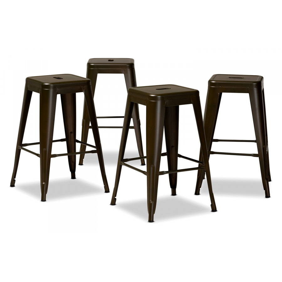Baxton Horton Modern 4-Piece Stackable Counter Stool Set - Gunmetal