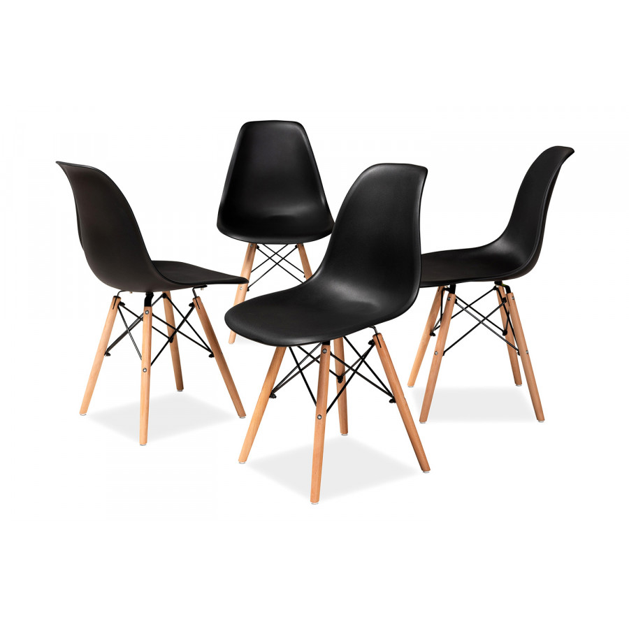 Baxton Jaspen Modern 4-Piece Dining Chair Set - Black