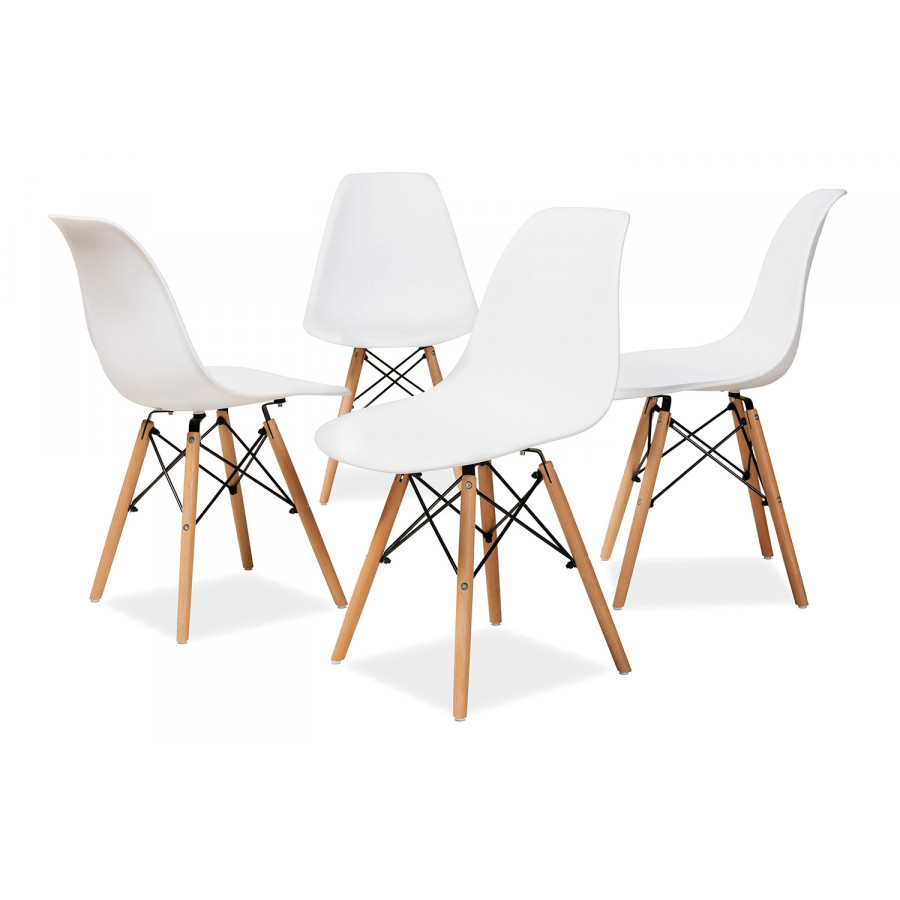 Baxton Jaspen Modern 4-Piece Dining Chair Set - White