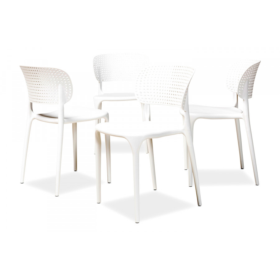 Baxton Rae Modern 4-Piece Stackable Dining Chair Set- White
