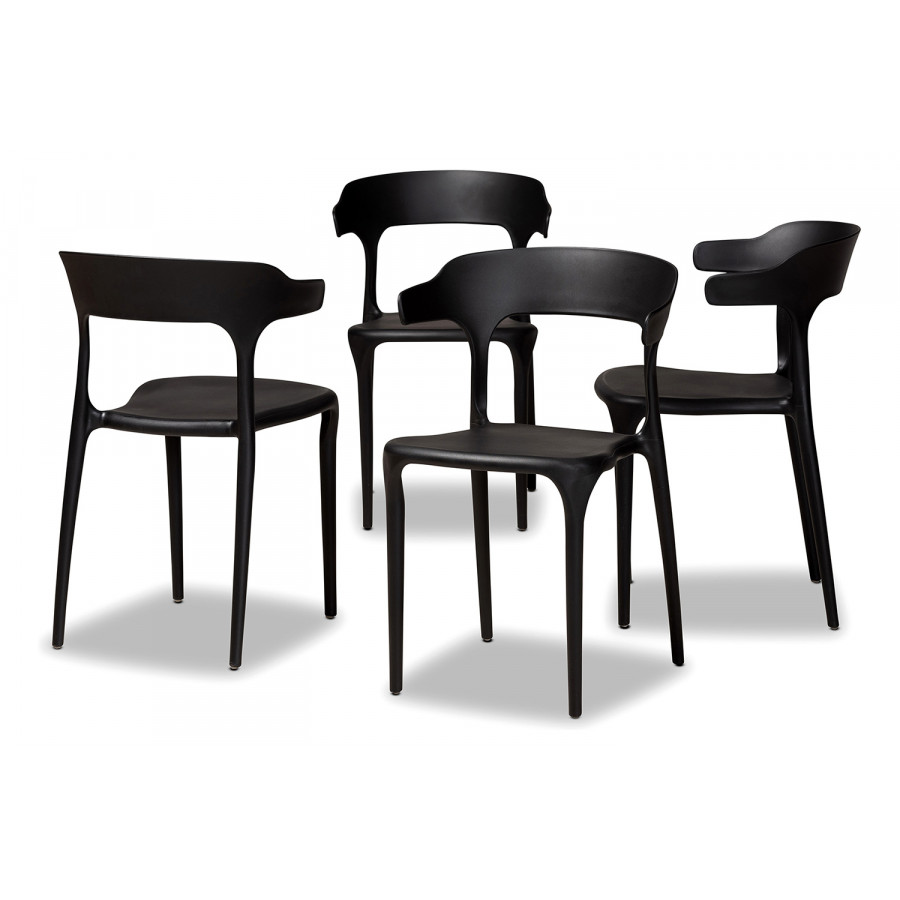 Baxton Gould Modern 4-Piece Dining Chair Set - Black