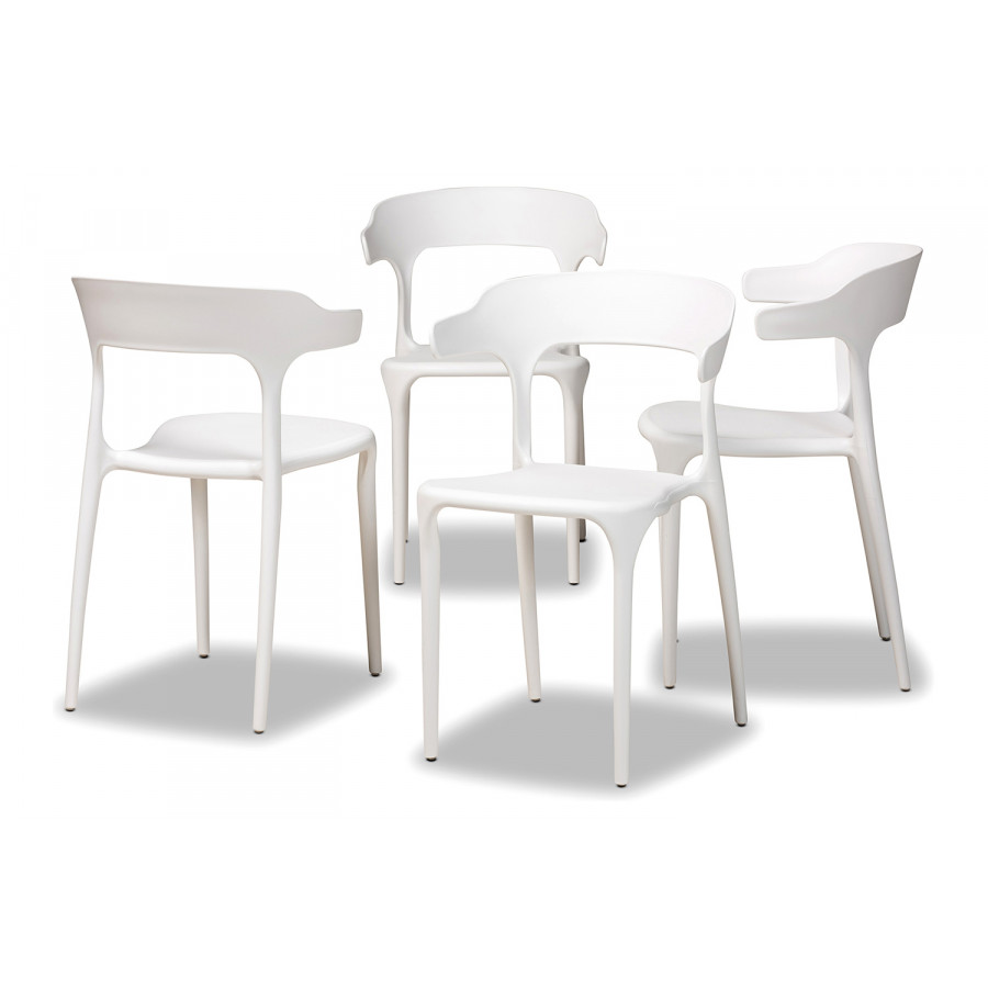 Baxton Gould Modern 4-Piece Dining Chair Set - White