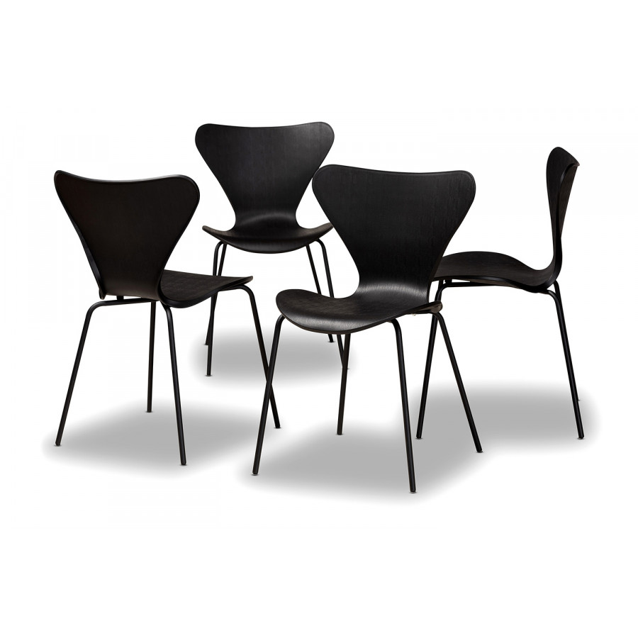 Baxton Jaden Modern 4-Piece Dining Chair Set - Black