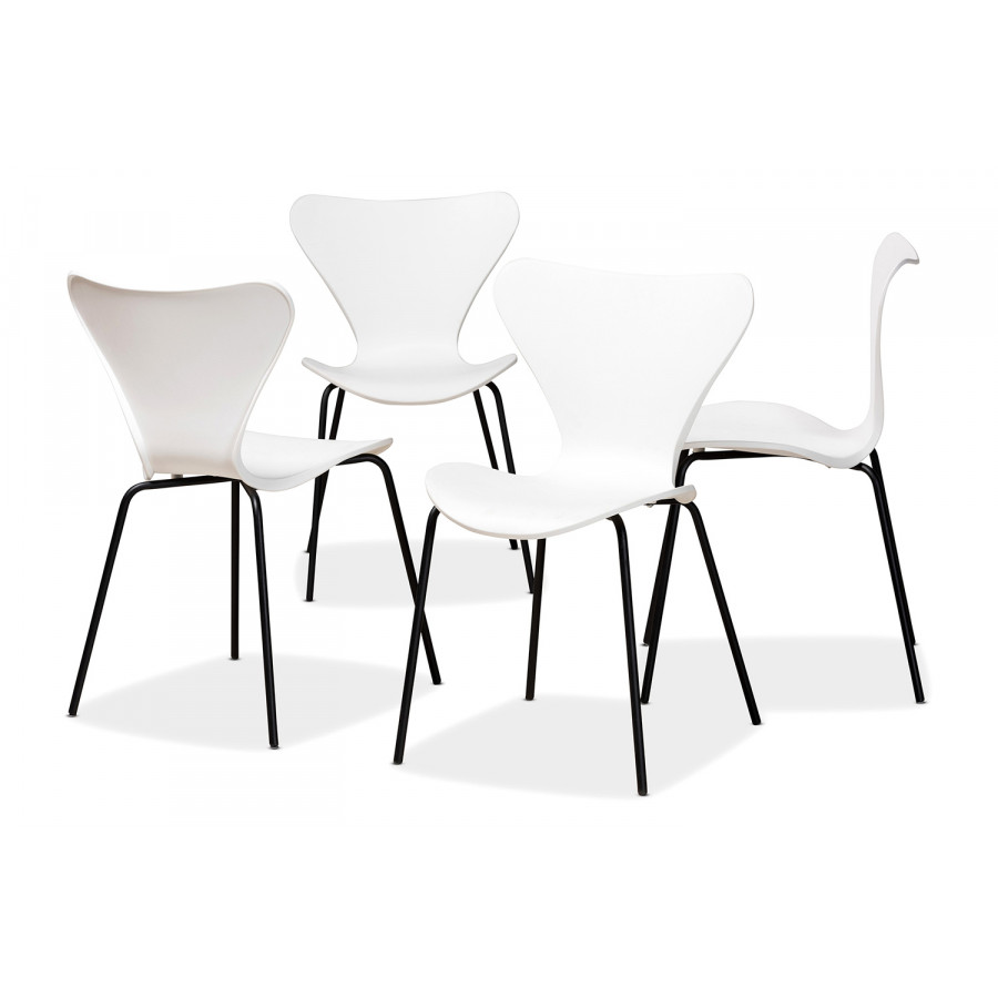 Baxton Jaden Modern 4-Piece Dining Chair Set - White