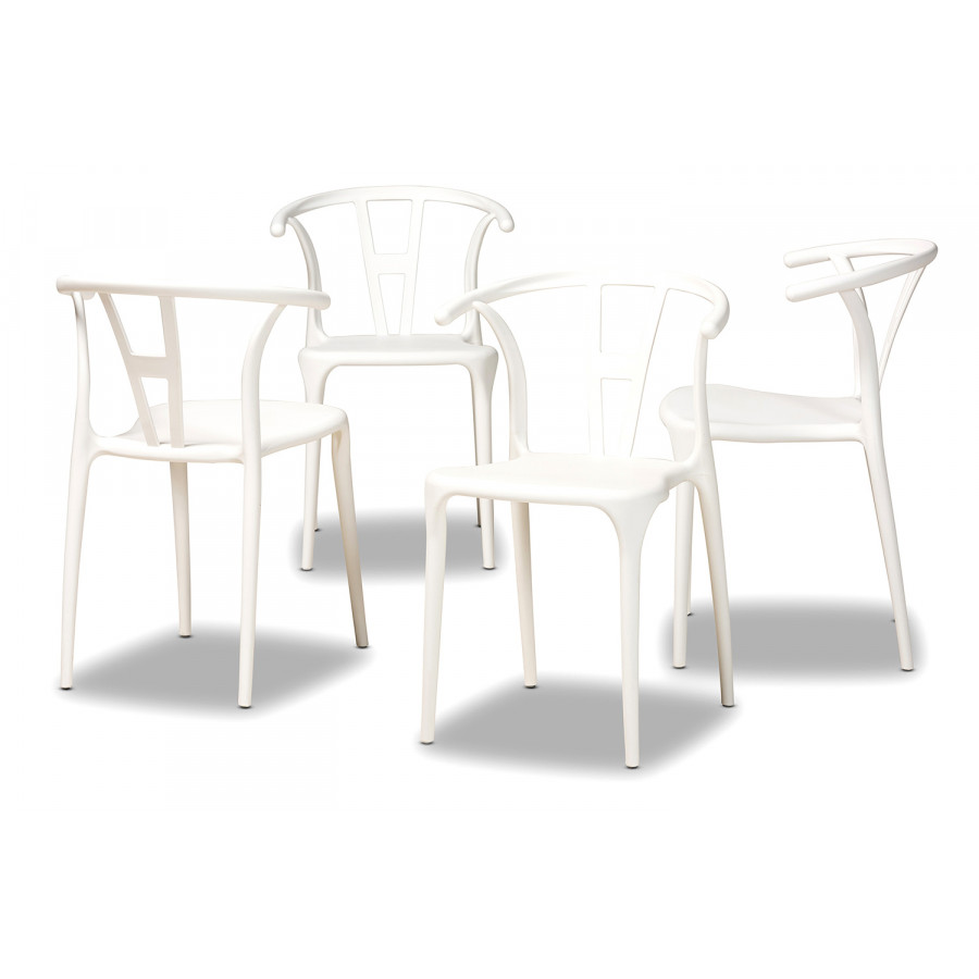 Baxton Warner Modern 4-Piece Dining Chair Set - White