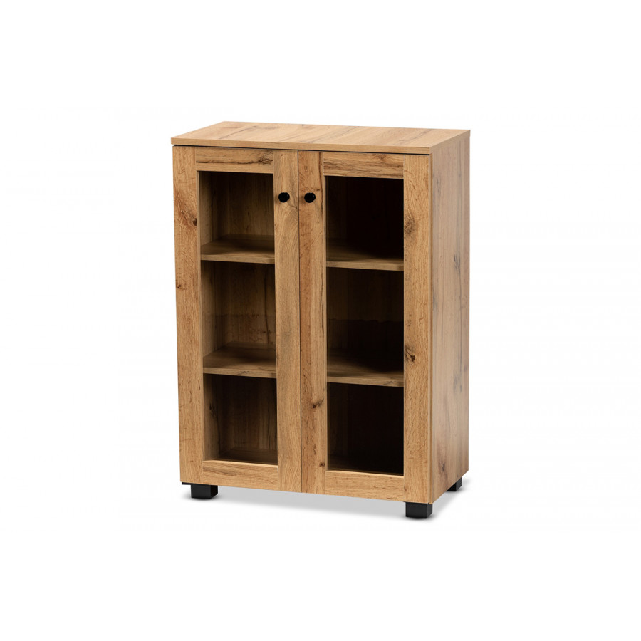 Baxton - Mason Modern 2-Door Storage Cabinet with Glass Doors
