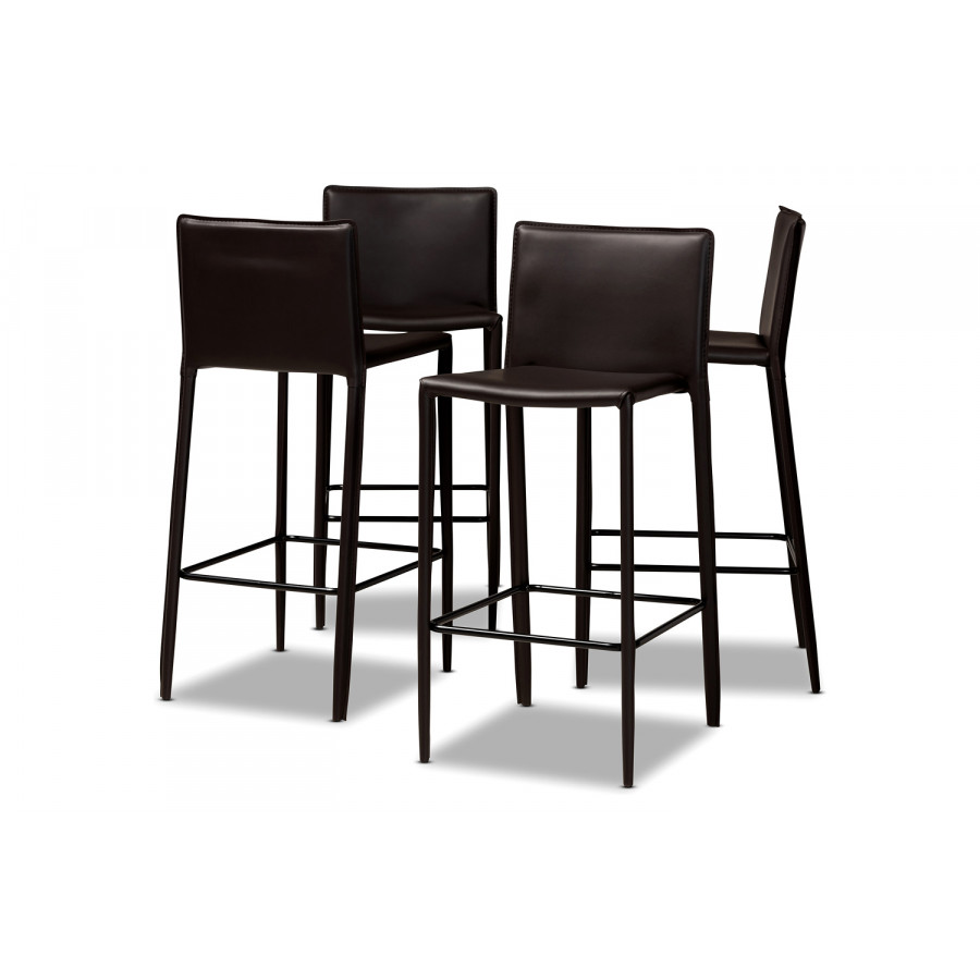 Baxton Malcom Modern 4-Piece Bar Stool Set - Brown