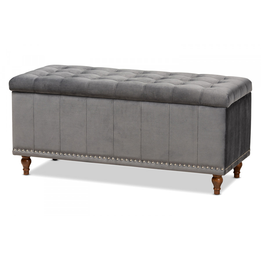 Baxton Kaylee Modern Ottoman Bench - Gray Velvet