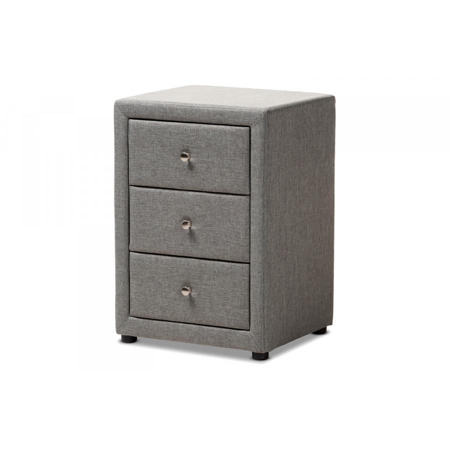 Baxton Tessa Modern 3-Drawer Nightstand - Gray