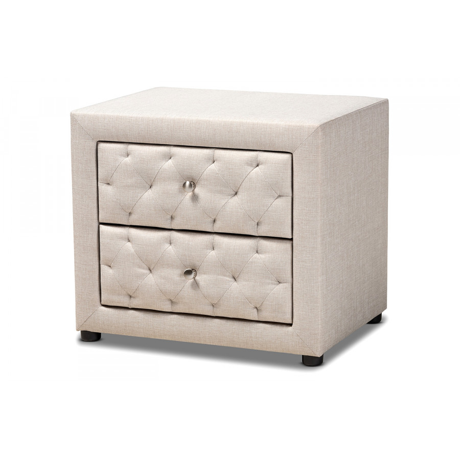Baxton Lepine Modern 2-Drawer Nightstand - Light Beige