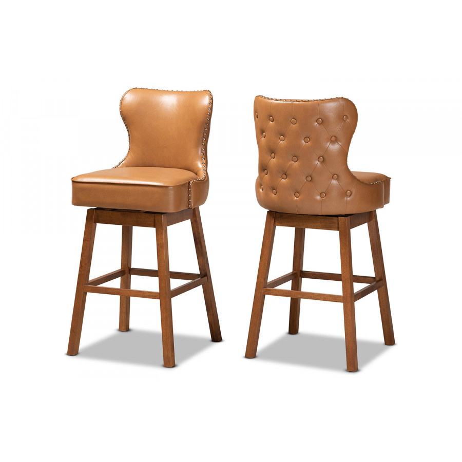 Baxton - Gradisca Modern 2-Piece Swivel Barstool Set