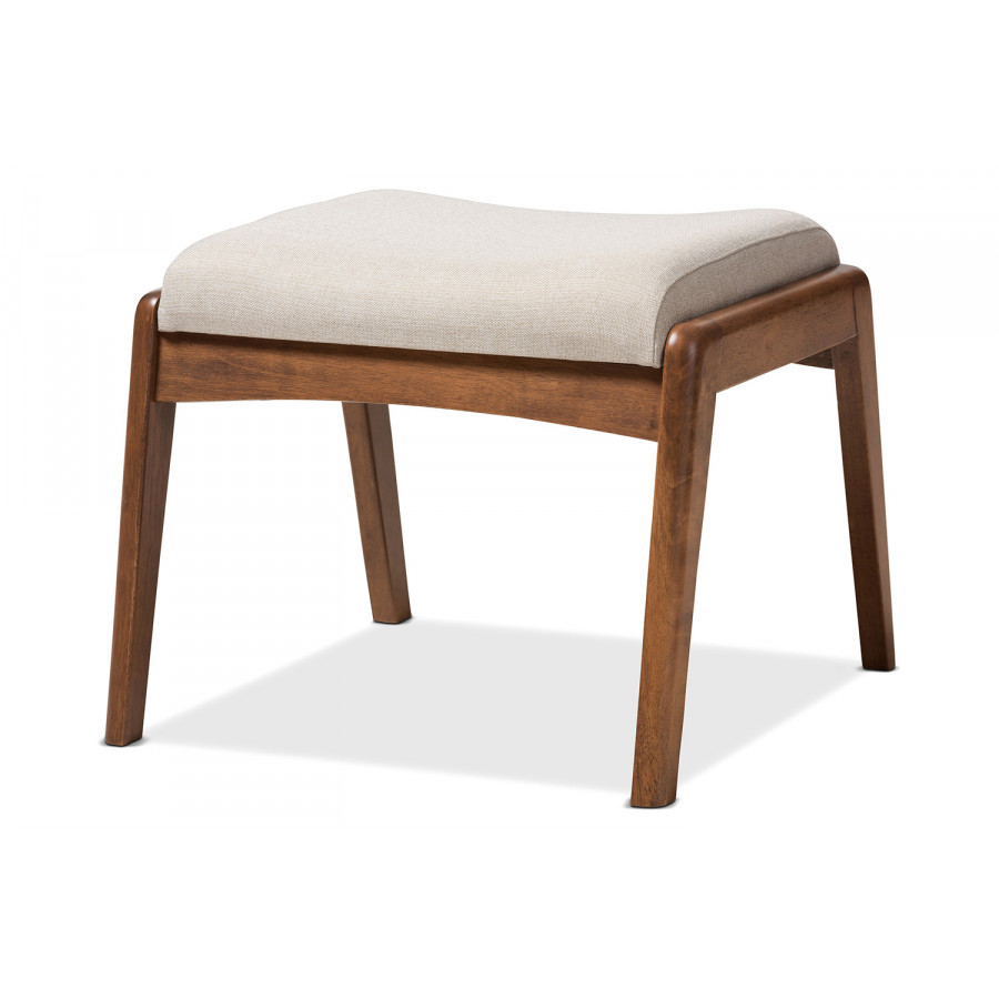 Baxton Roxy Mid-Century Modern Ottoman - Light Beige