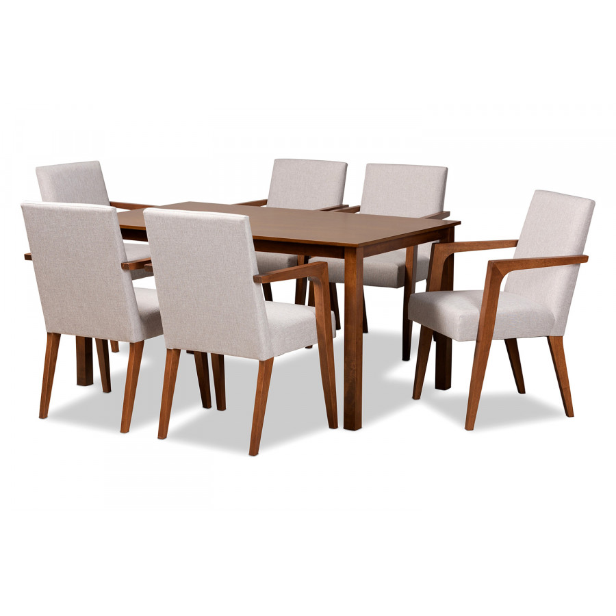 Baxton Glenda Mid-Century Modern Dining Set - 7-Piece