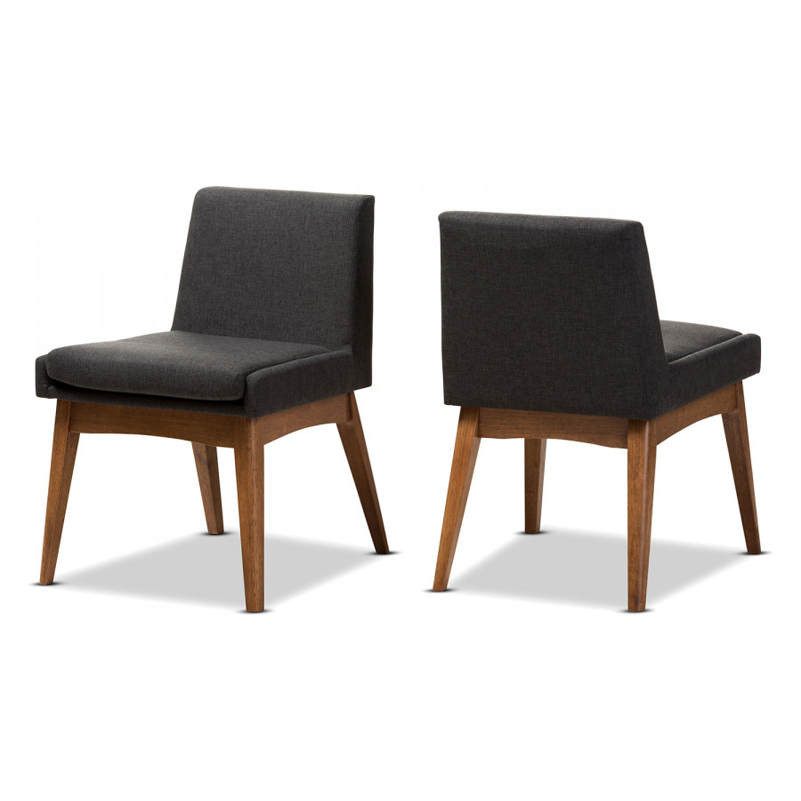 Baxton Nexus Mid-Century Modern 2-Piece Dining Side Chair Set - Dark Gray