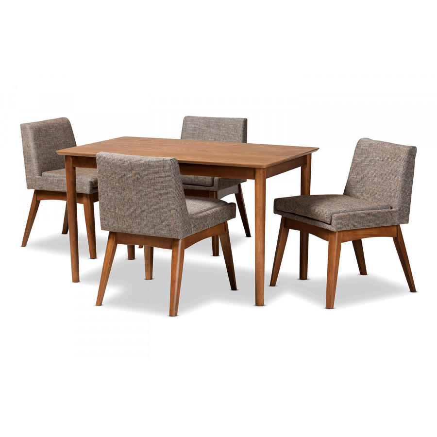 Baxton Nexus Mid-Century Modern 5-Piece Dining Set - Gravel