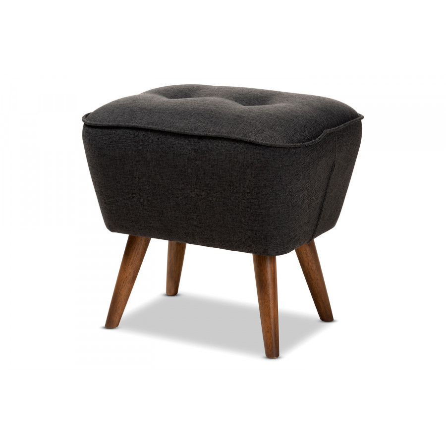 Baxton Petronelle Mid-Century Modern Ottoman - Dark Gray