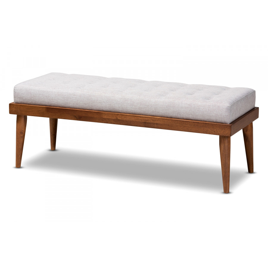 Baxton Linus Mid-Century Modern Bench - Grayish Beige