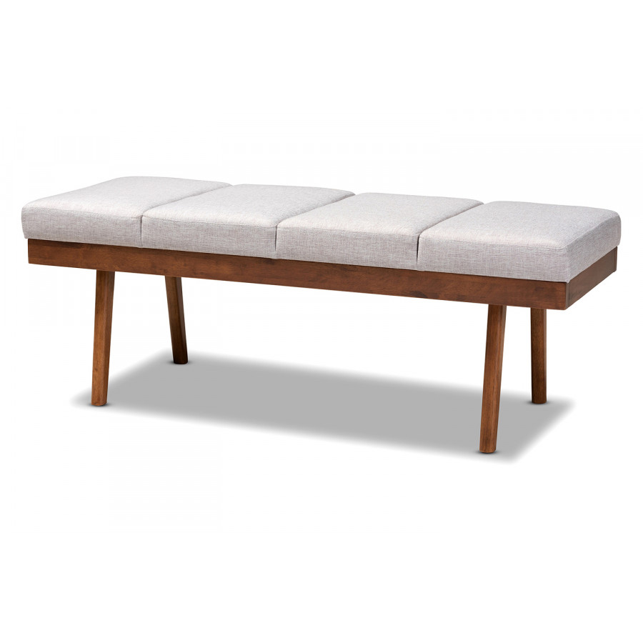 Baxton Larisa Mid-Century Modern Bench - Grayish Beige
