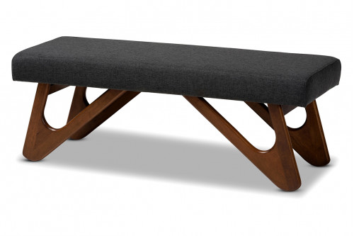 Baxton™ Rika Mid-Century Modern Boomerang Bench - Dark Gray