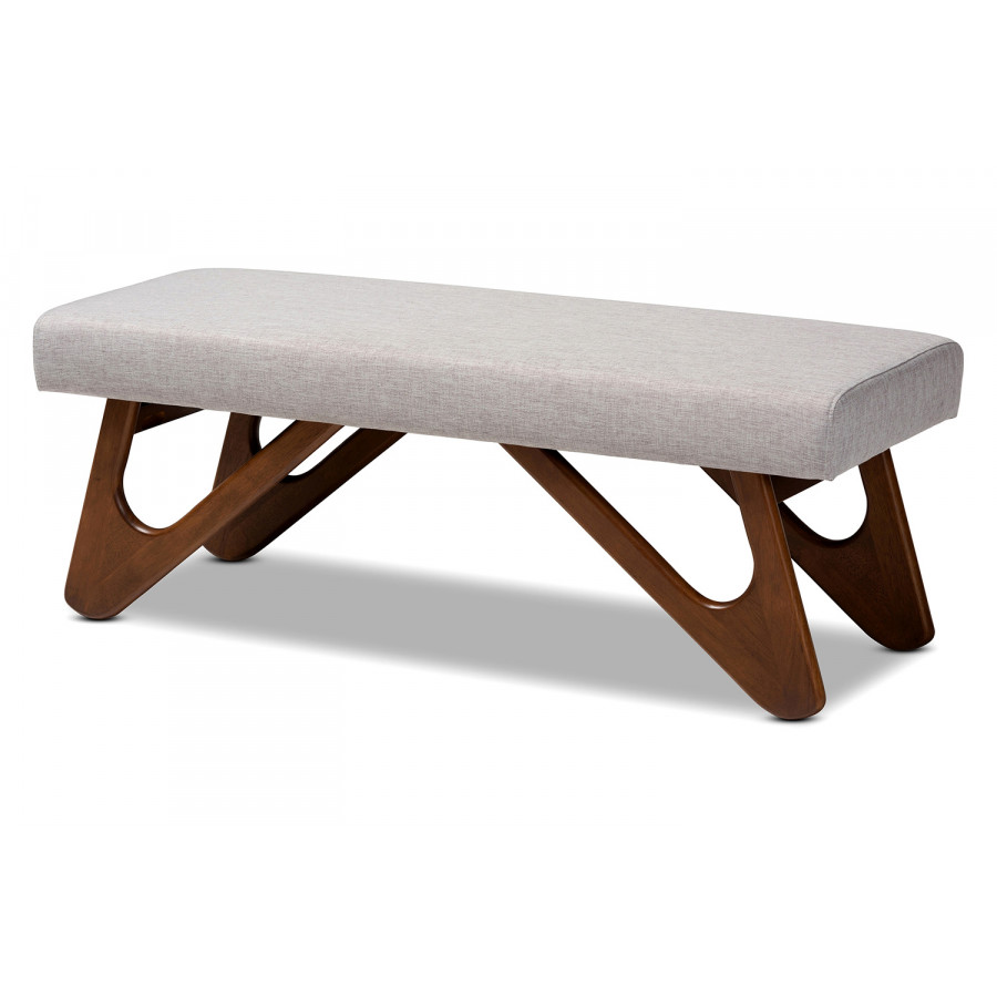 Baxton Rika Mid-Century Modern Boomerang Bench - Grayish Beige
