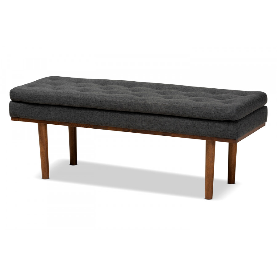 Baxton Arne Mid-Century Modern Bench - Dark Gray