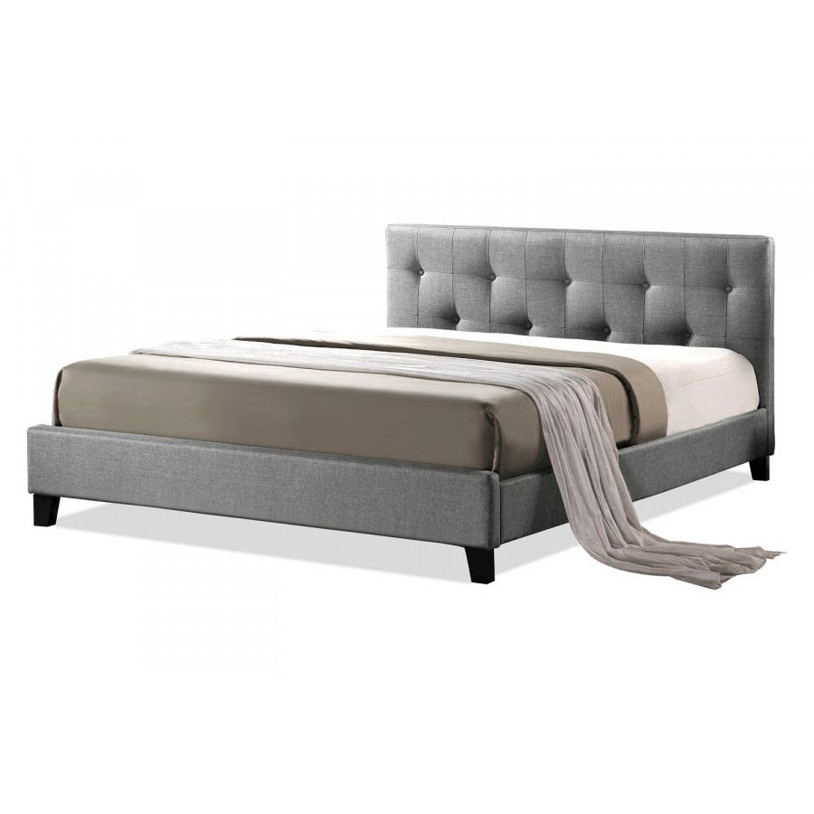 Baxton Annette Modern Full Size Bed with Upholstered Headboard - Gray