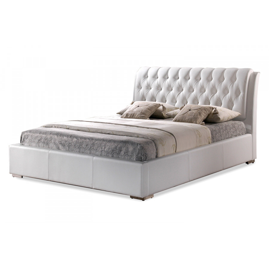 Baxton - Bianca Modern Bed with Tufted Headboard