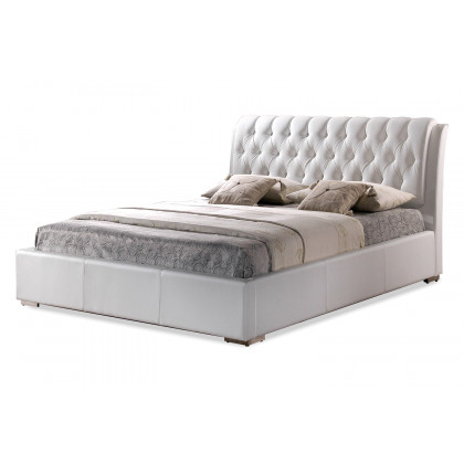 Baxton - Bianca Modern Bed with Tufted Headboard