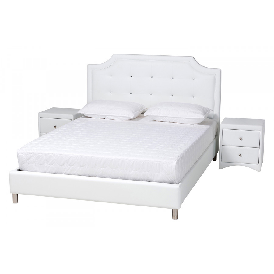 Baxton Carlotta Contemporary Glam 3-Piece Bedroom Set - Full Size