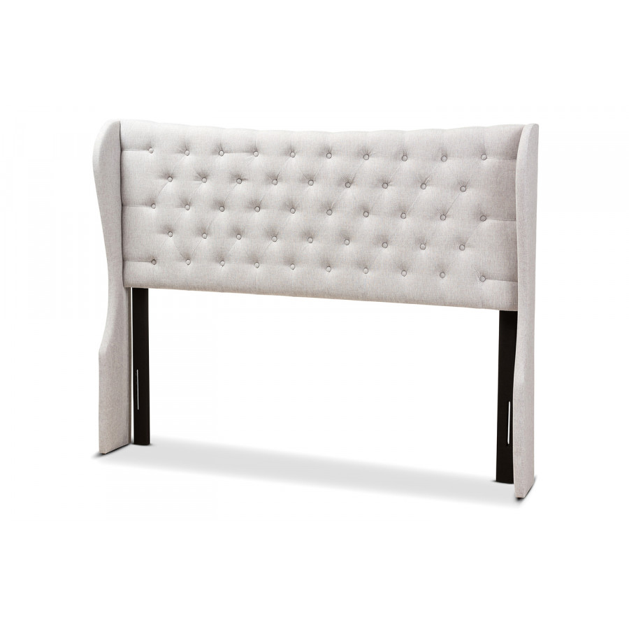 Baxton Cadence Modern Winged Headboard Queen Size - Greyish Beige