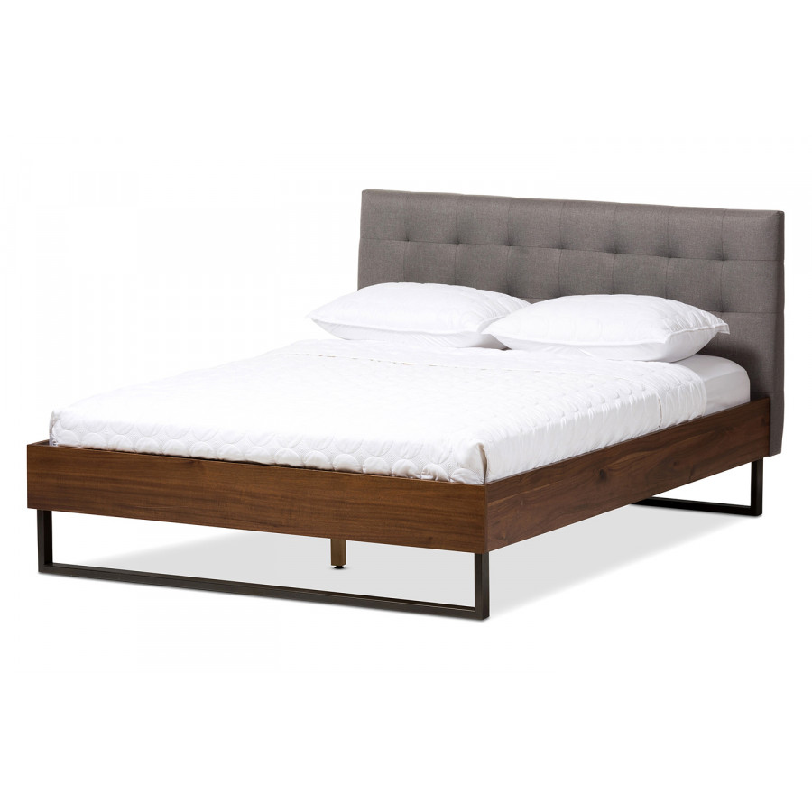 Baxton Mitchell Platform Bed King Size - Grey