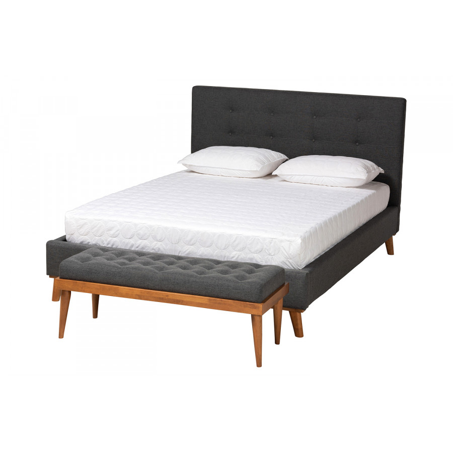 Baxton Valencia Mid-Century Modern 2-Piece Bedroom Set - Full Size