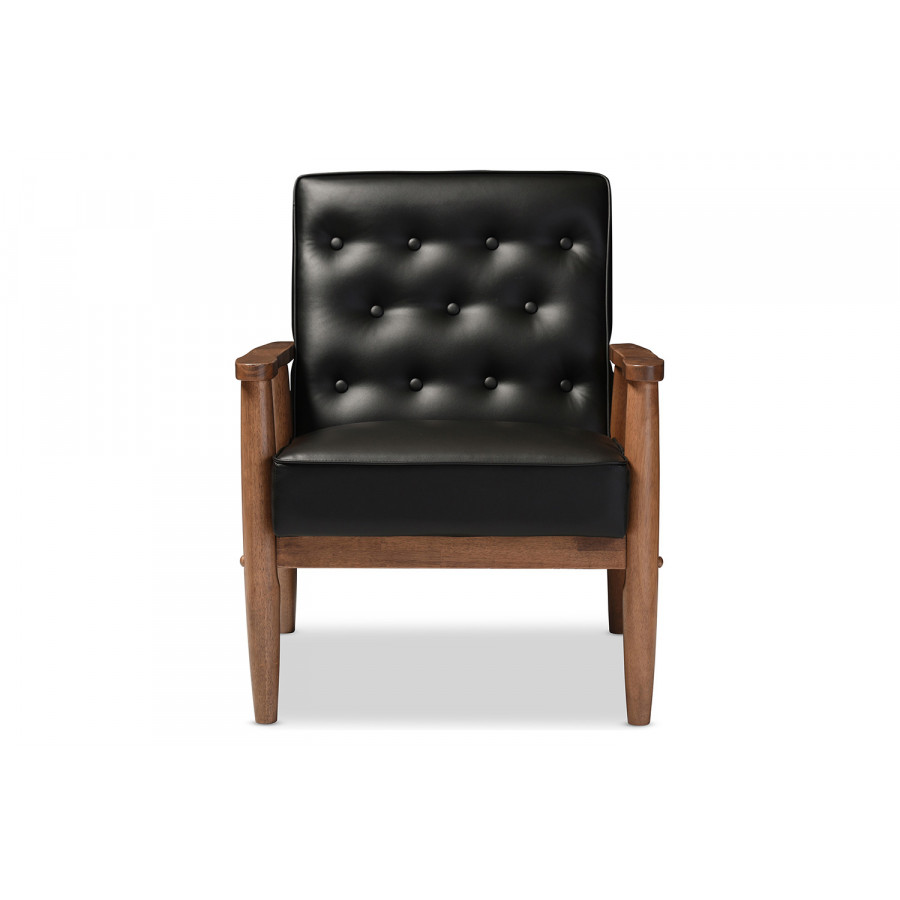 Baxton Sorrento Mid-Century Retro Modern Lounge Chair - Black