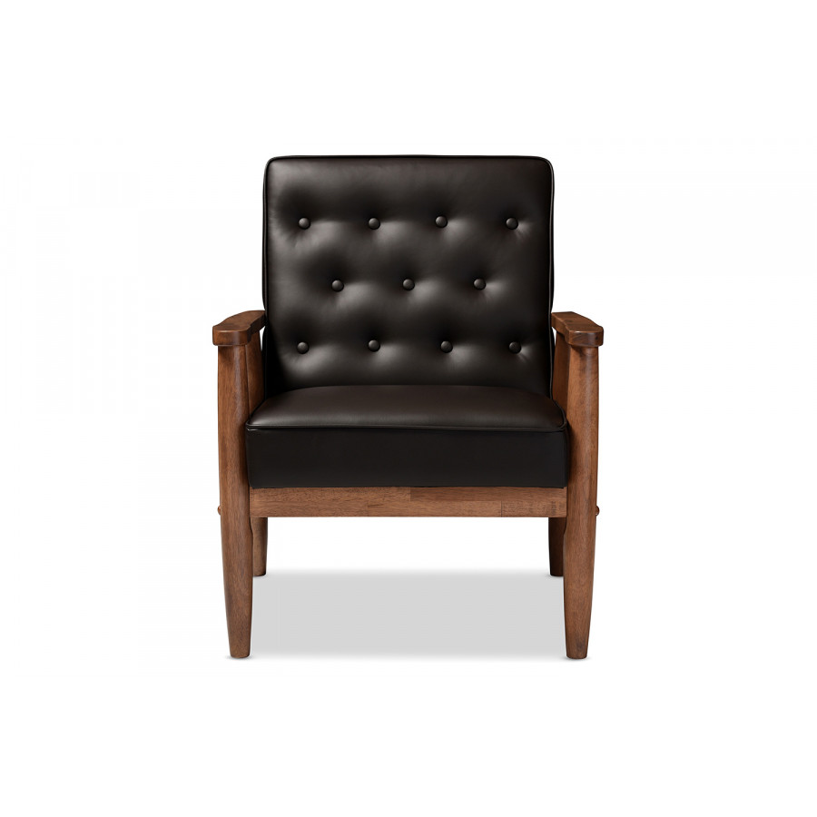 Baxton Sorrento Mid-Century Retro Modern Lounge Chair - Brown