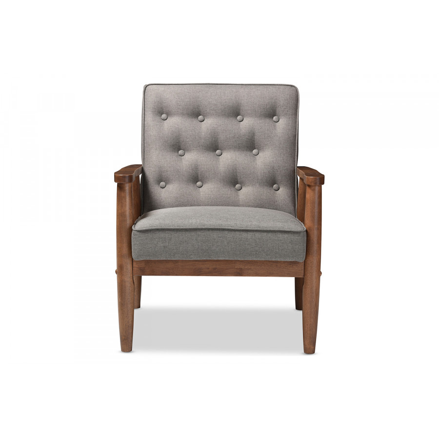 Baxton Sorrento Mid-Century Retro Modern Lounge Chair - Gray