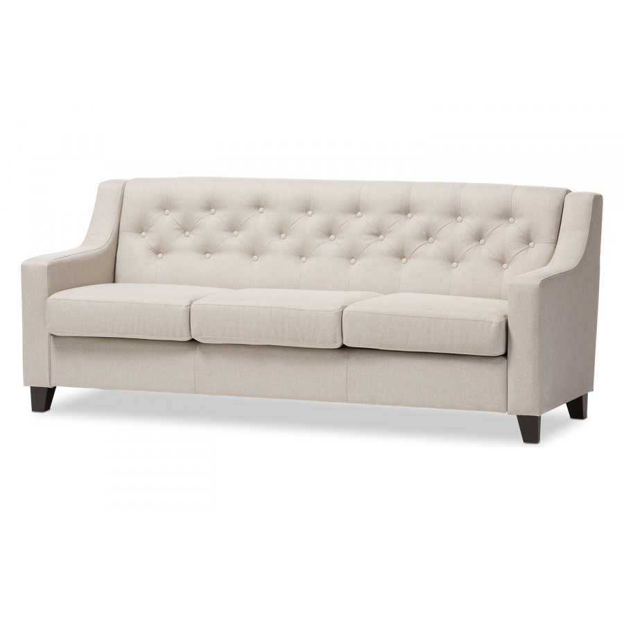 Baxton Arcadia Modern 3-Seater Sofa - Light Beige