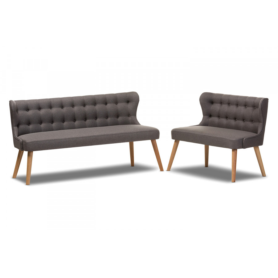 Baxton - Melody Mid-Century Modern 2-Piece Settee Set
