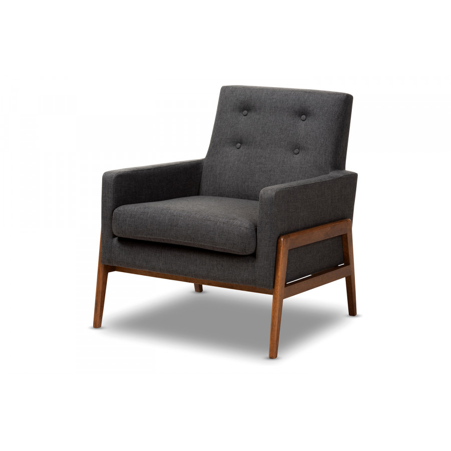 Baxton Perris Mid-Century Modern Lounge Chair - Dark Gray