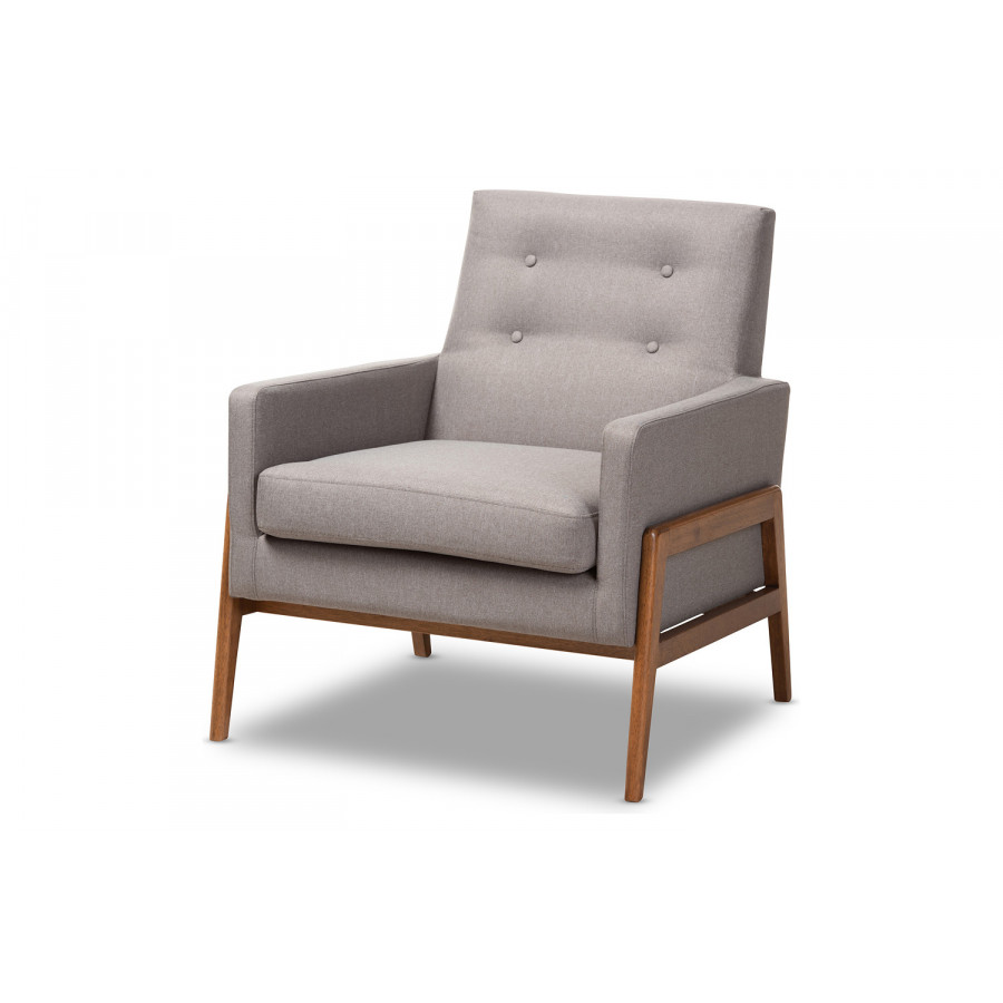 Baxton Perris Mid-Century Modern Lounge Chair - Gray Velvet
