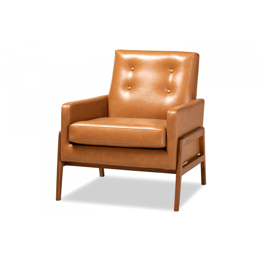 Baxton Perris Mid-Century Modern Lounge Chair - Tan