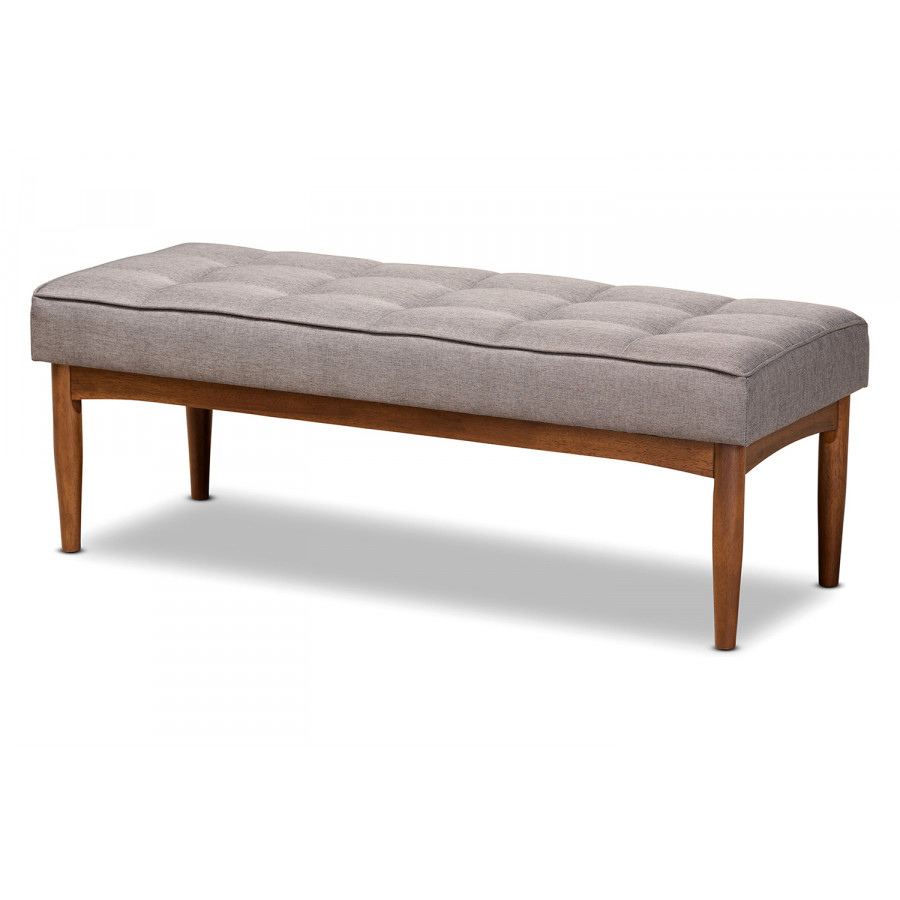 Baxton Sanford Mid-Century Modern Dining Bench - Gray
