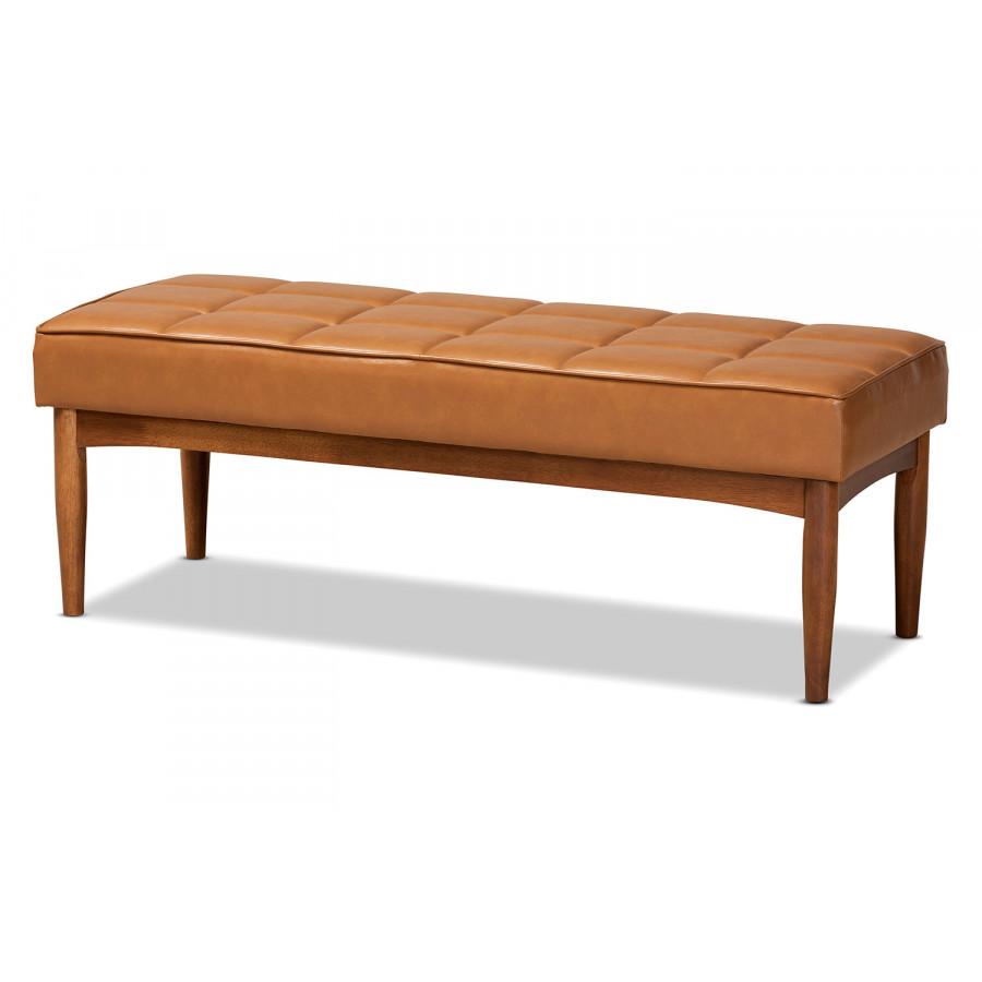 Baxton Sanford Mid-Century Modern Dining Bench - Tan