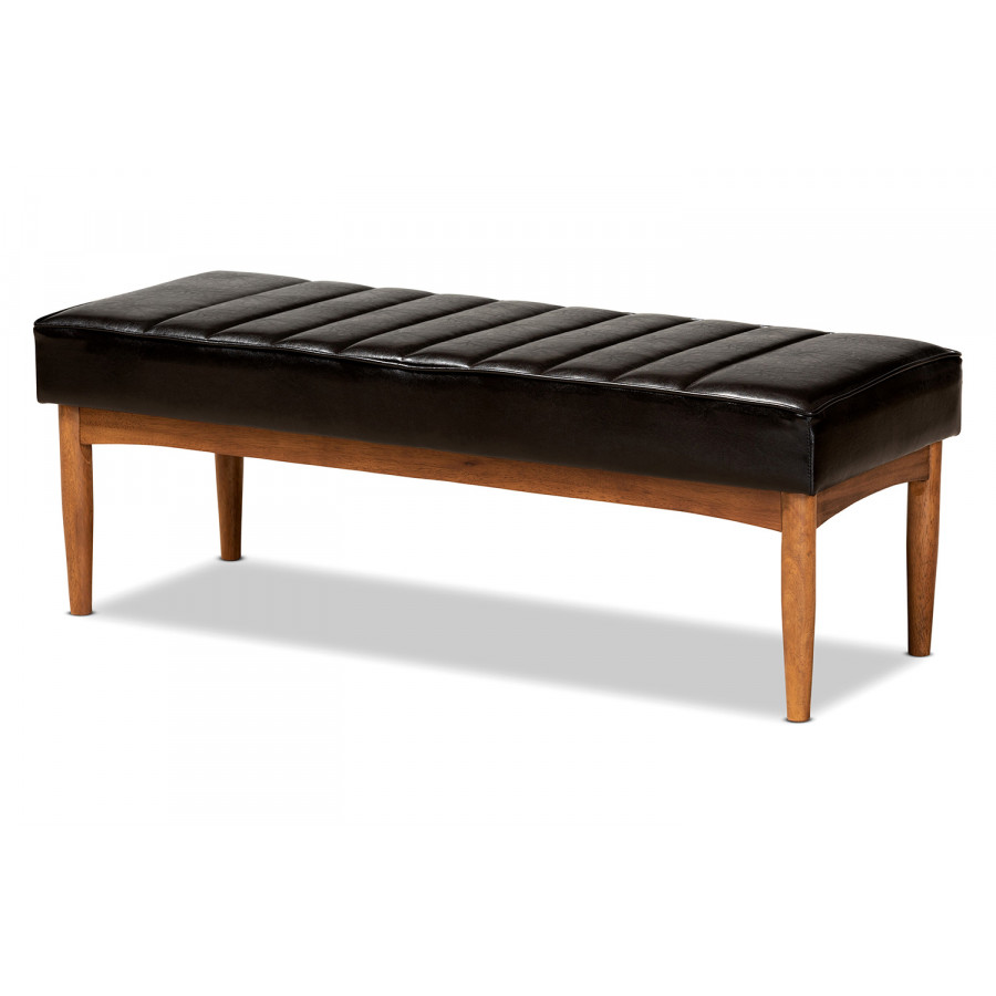Baxton Daymond Mid-Century Modern Dining Bench - Dark Brown