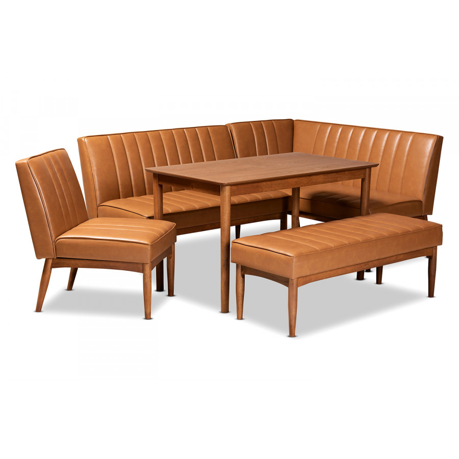 Baxton Daymond Mid-Century Modern 5-Piece Dining Nook Set - Tan