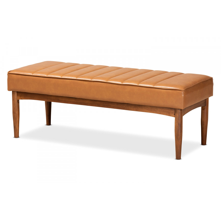 Baxton Daymond Mid-Century Modern Dining Bench - Tan