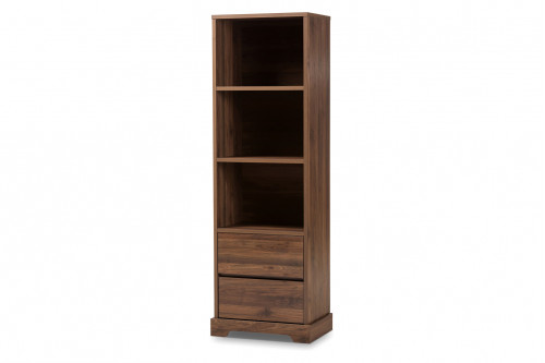Baxton™ - Burnwood Modern 2-Drawer Bookcase