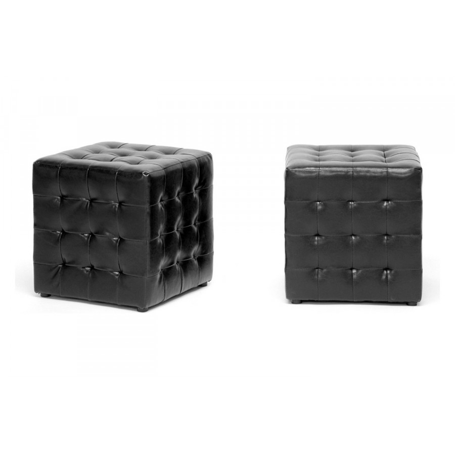 Baxton Siskal Modern 2-Piece Cube Ottoman - Black